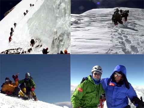 
K2 Traverse from Bottleneck to summit snowfield, Climbing K2 Summit Snowfield, Chris Warner And Bruce Normand on K2 Summit, Bruce Normand And Don Bowie On K2 Summit July 20, 2007 - K2: Climbing The Savage Mountain DVD
